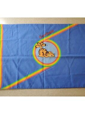 VTG Garfield Cat 1978 Rainbow Blue Pillowcase Set Comics Jim Davis Set Of 2